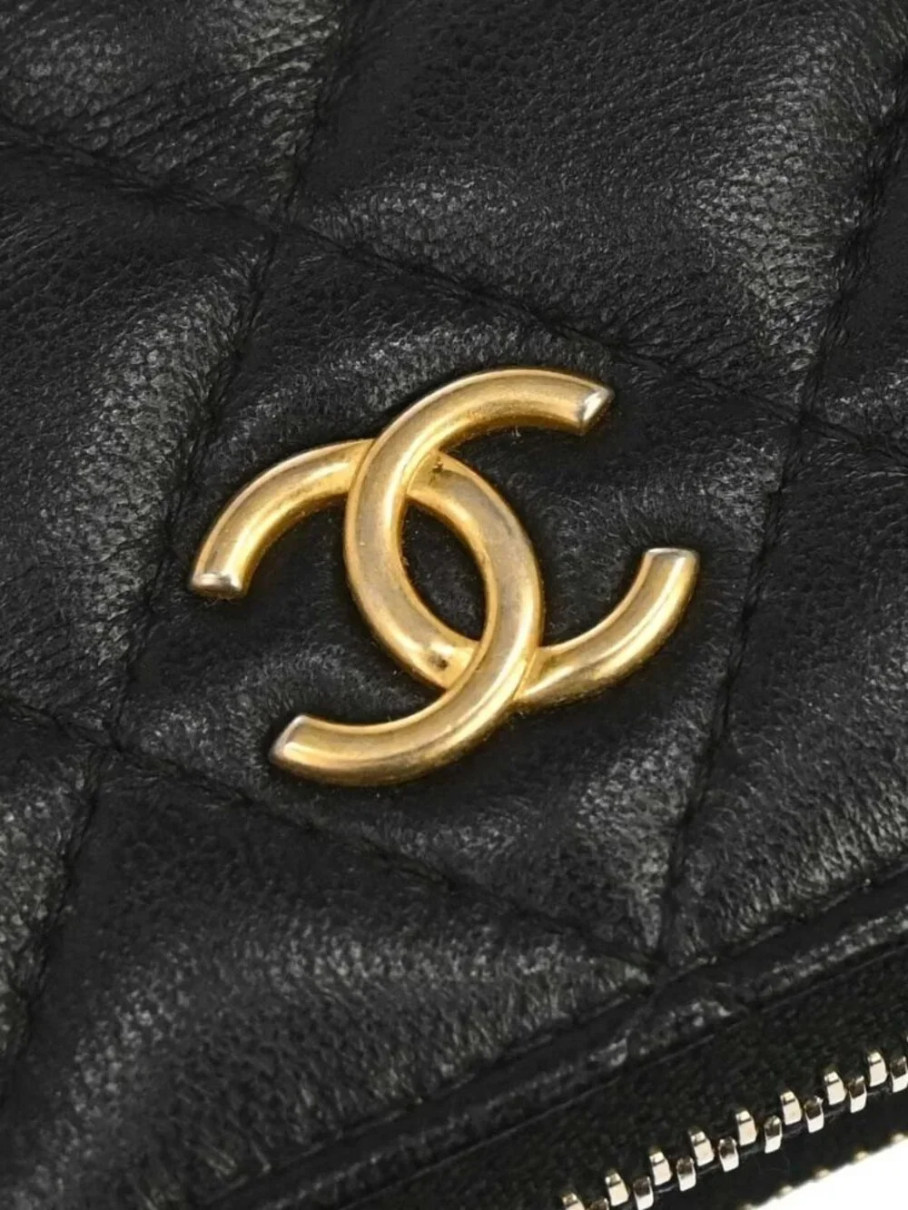 Chanel Black Lambskin Double Zip Chain WOC Shoulder Bag 179424